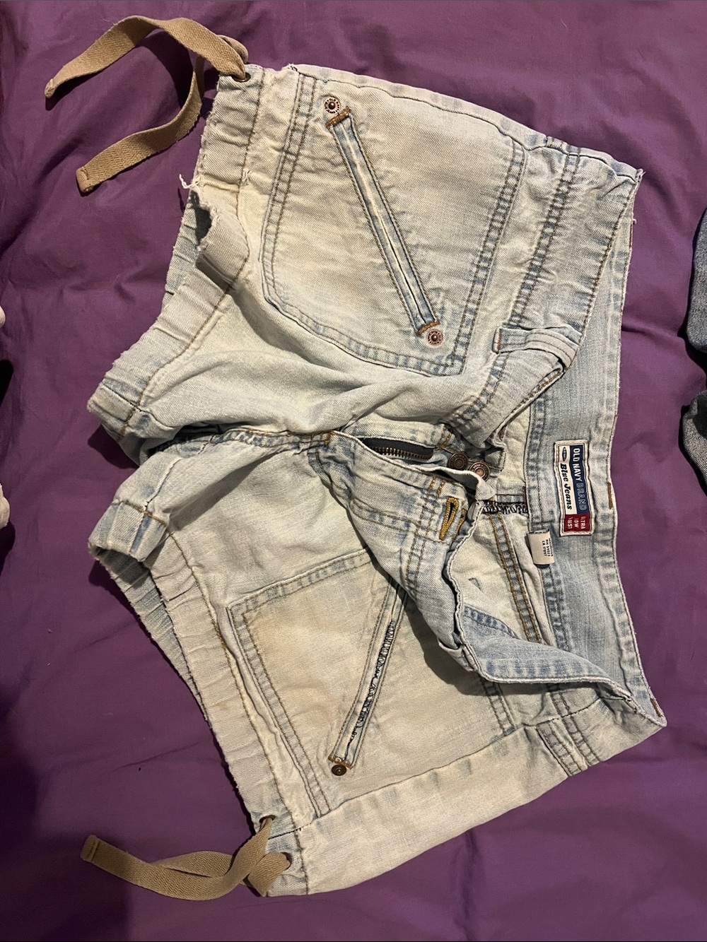Old Navy Light Wash Drawstring Denim Shorts
